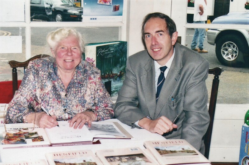 Marjorie Carreck and Alan Barwick at the 'Henfield: A Sussex Village' book signing, Stokes Newsagents, 2002. Image: Henfield Museum